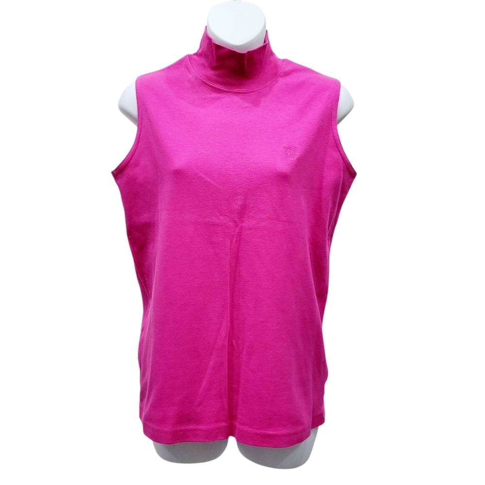 Anne Klein Hot Pink Turtleneck Tank Top Blouse Made in USA Size: Small